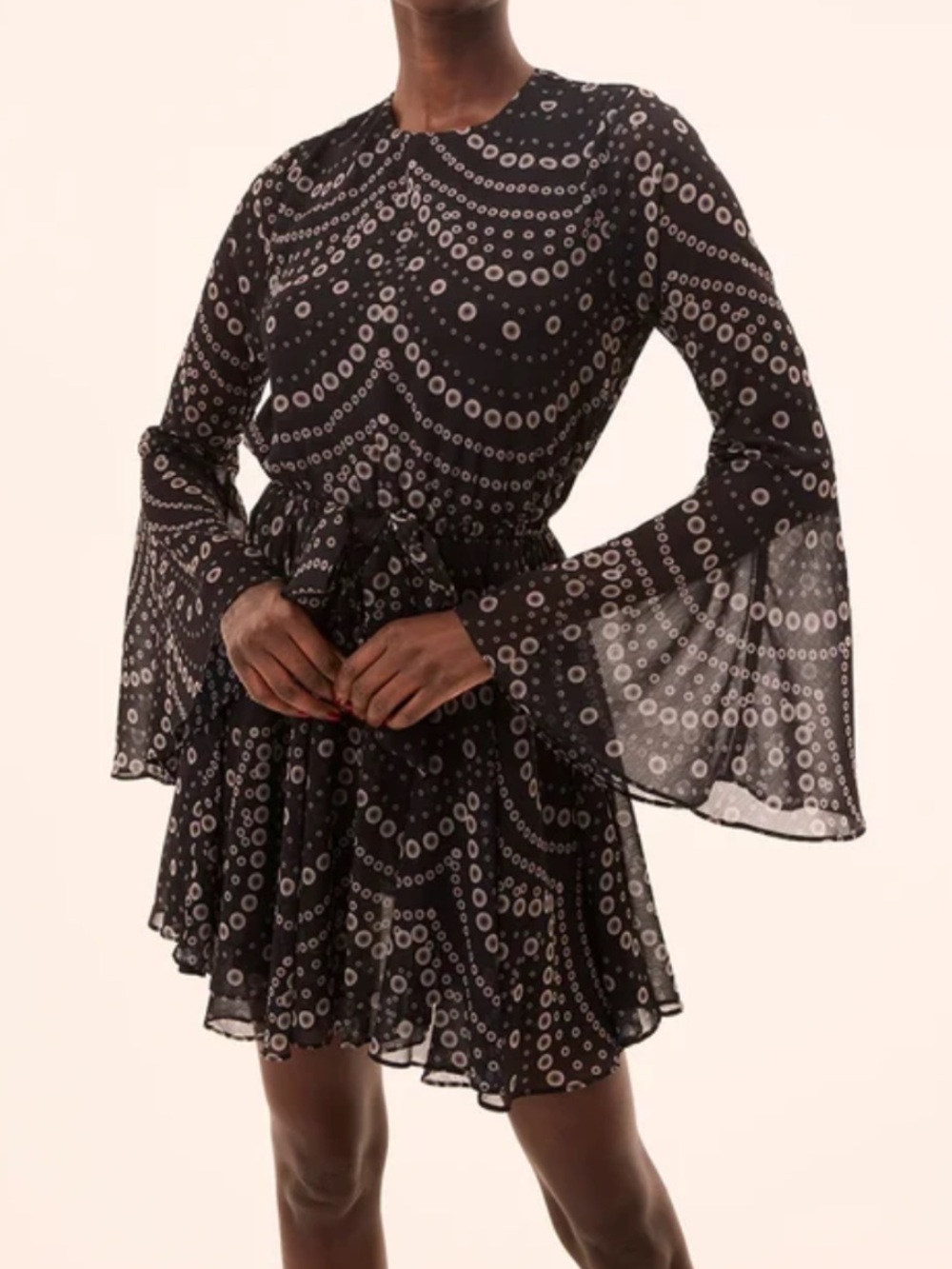 NWT MISA Los Angeles Gemma Dress in the "Stranded Pearls Chiffon" Small
